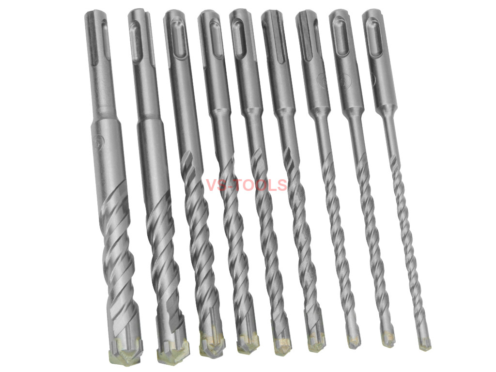 9pcs Masonry SDS Plus Hammer Carbide Drill Bits Concrete Stone Granite